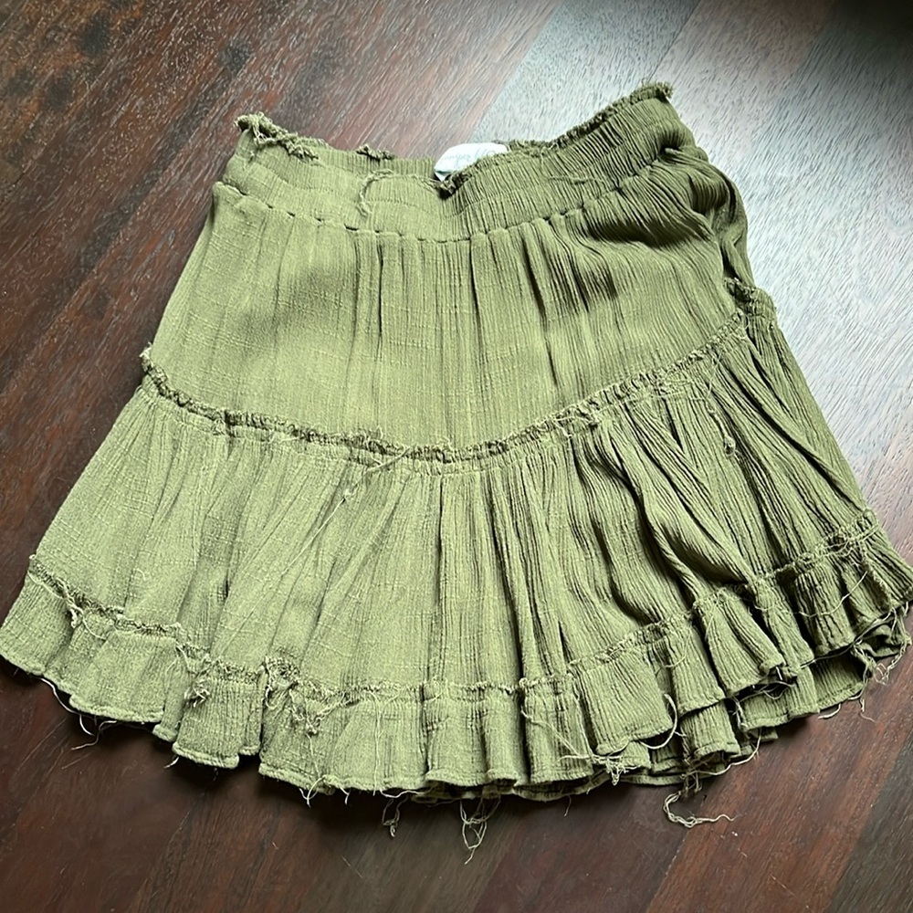 Green mini skirt